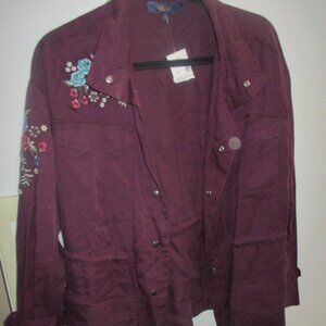 Rachel Rachel Roy new Military/Utility Style Light Jacket grape plum M tencel